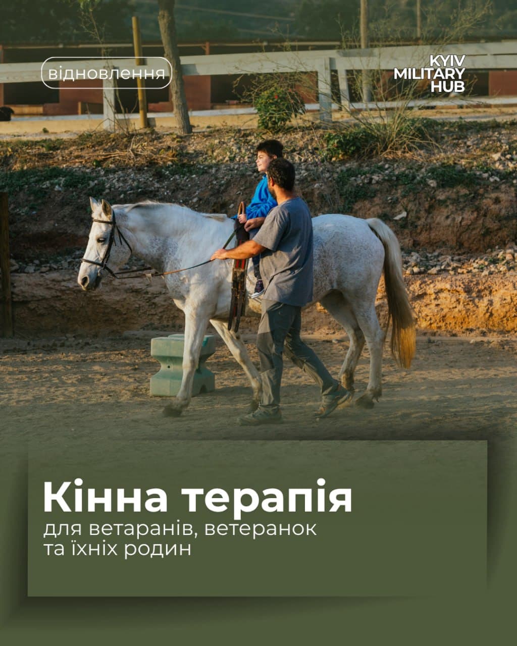 Заняття з кіньми для ветеранів, ветеранок та їхніх родин